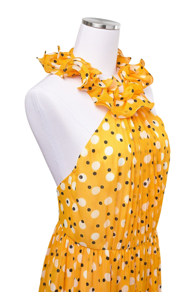 Carolina Herrera Polka Dot Ruffle Halter Maxi Dress – Audrey's of Naples
