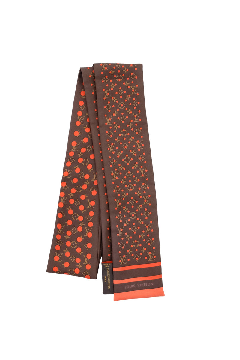 brown silk lv scarf