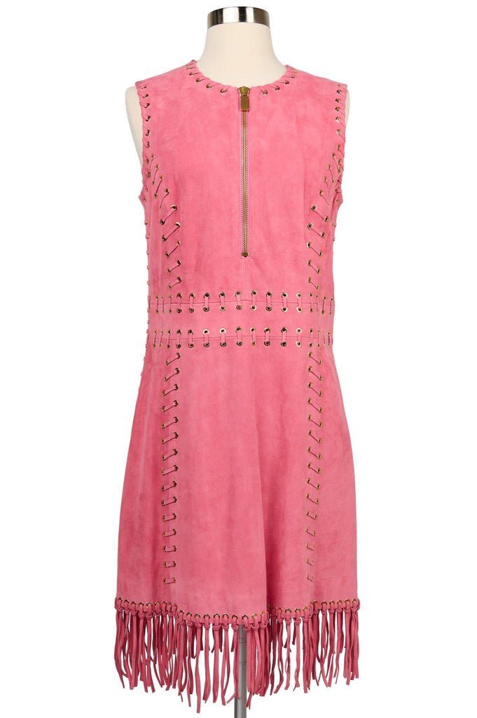 michael kors collection pink dress MICHAEL KORS COLLECTION One-shoulder ruched stretch-crepe midi dress