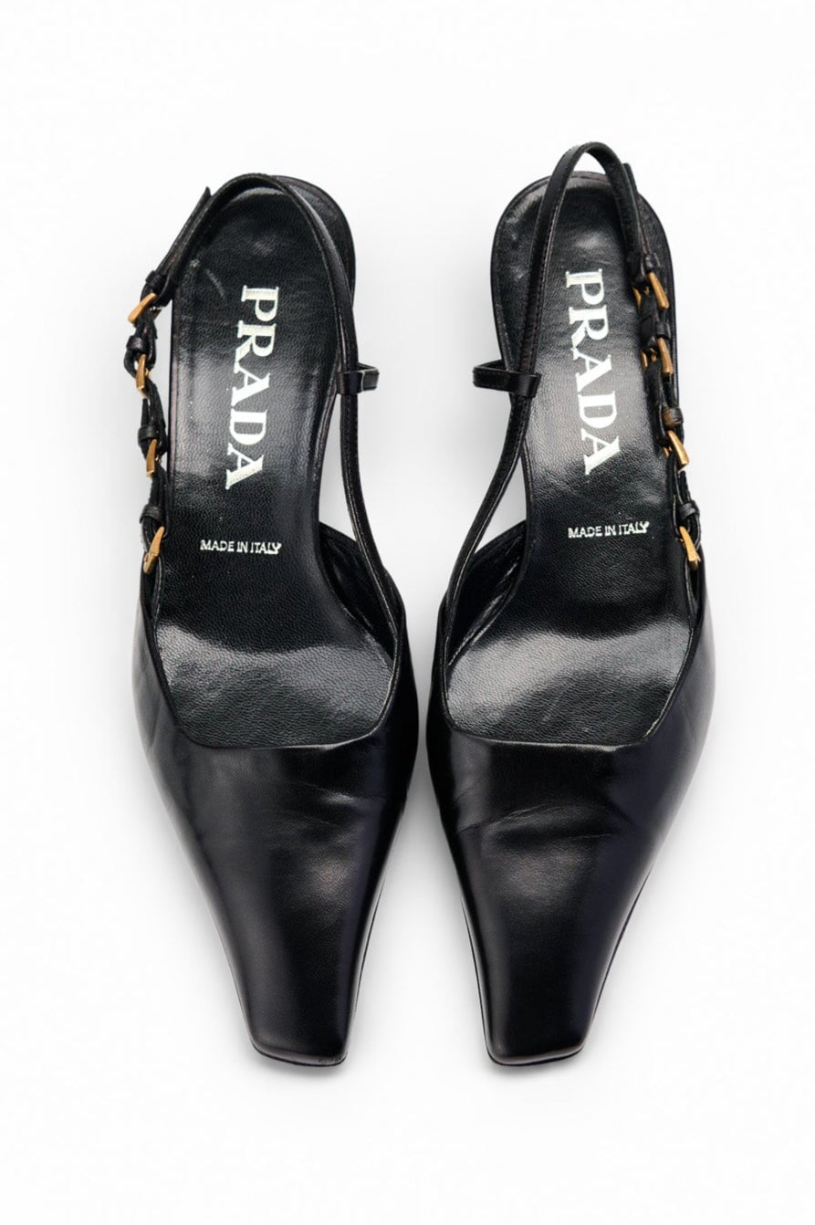 Prada Vintage Multi Buckle Kitten Heels – Audrey's of Naples