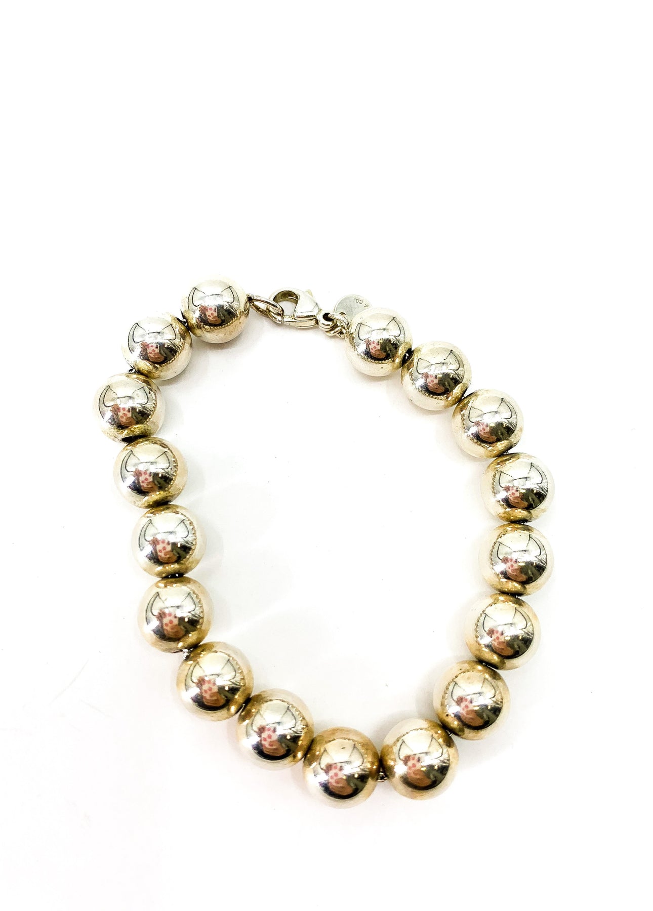 Tiffany & Co 925 Sterling Silver Hardware 10mm Round Bead Bracelet 7.5” |  eBay